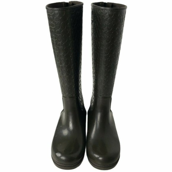 Coach Signature Rain Boots Sparkle Laced Rubber - Picture 2 of 12